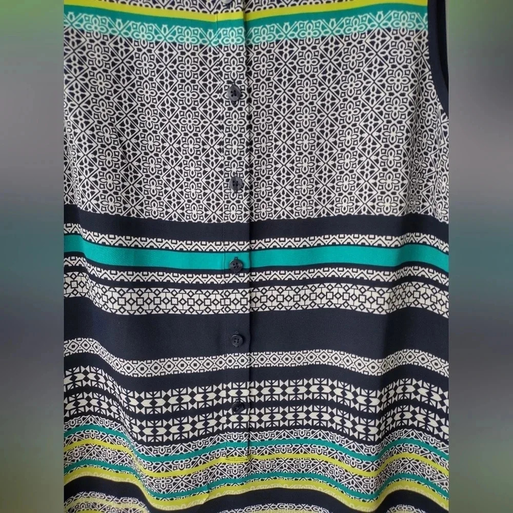 Cynthia Rowley women's size 6 blue green sleeveless midi dress summer re… - Picture 3 of 6